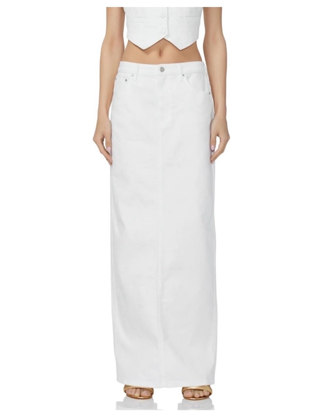 AFRM Maxi Denim White Pencil Skirt